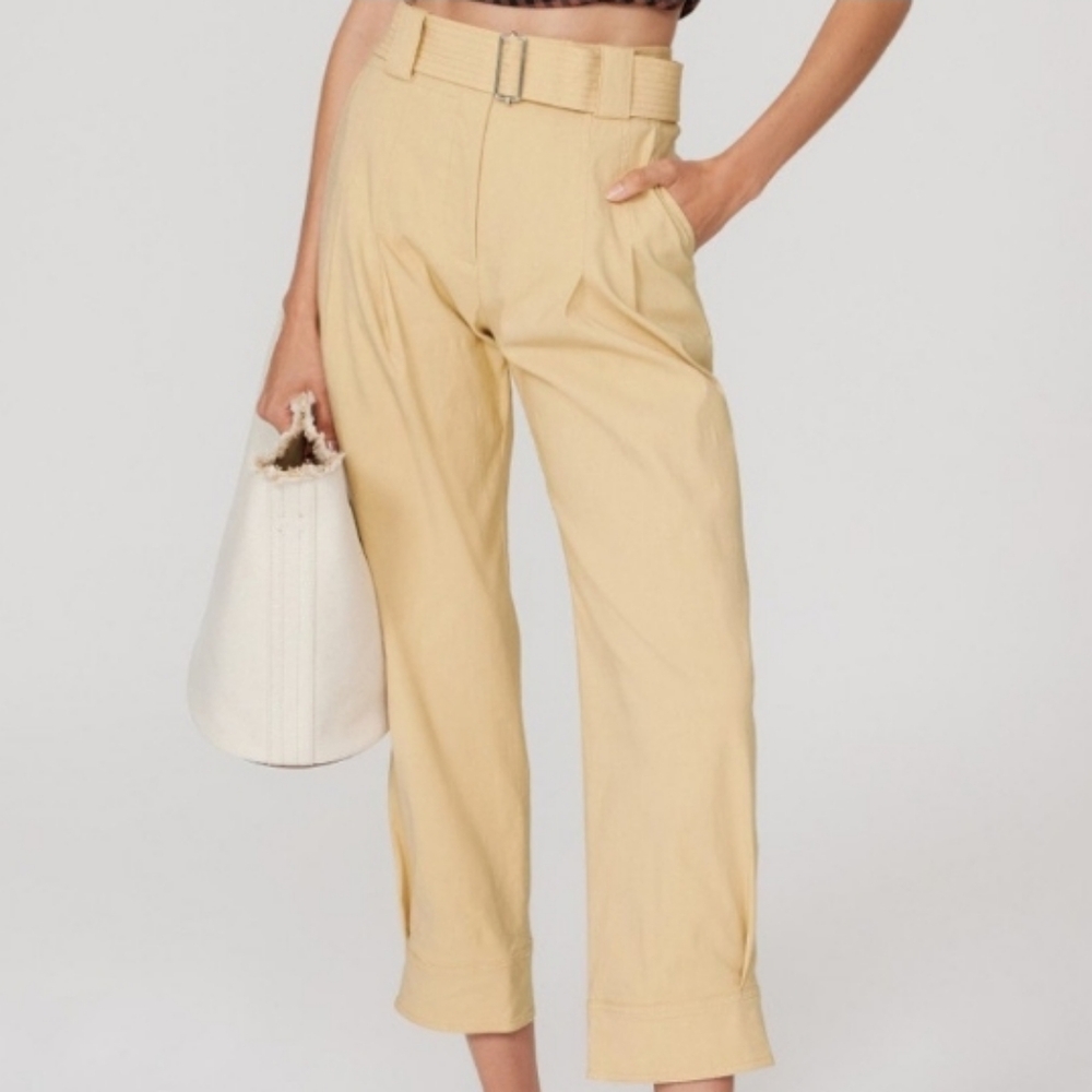 A.L.C. Darcy Cropped Belted Pants In Dune